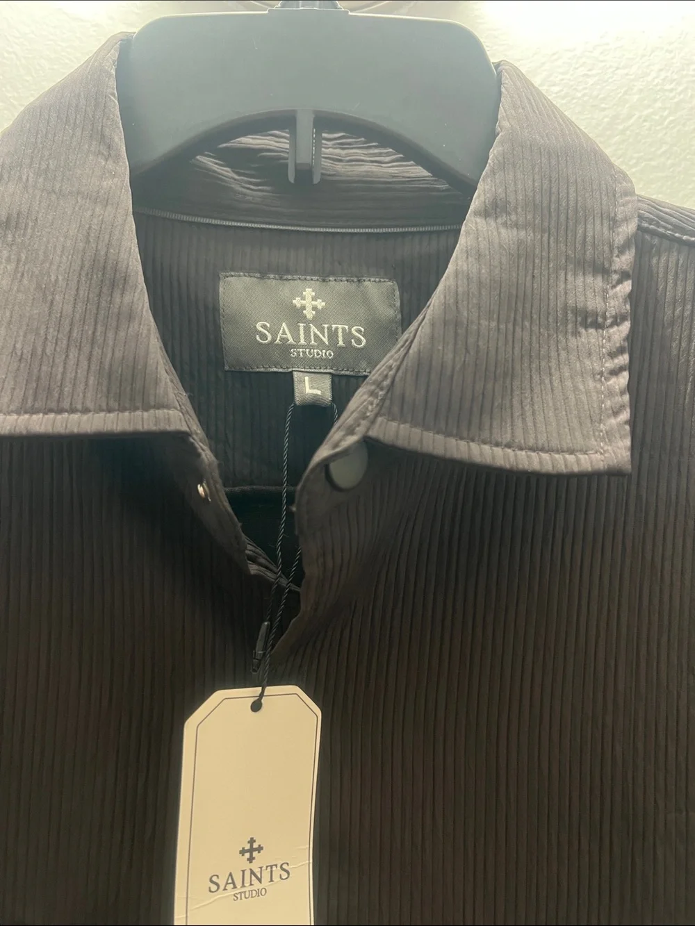 Saints Studio Black Ribbed Button-Up Jacket